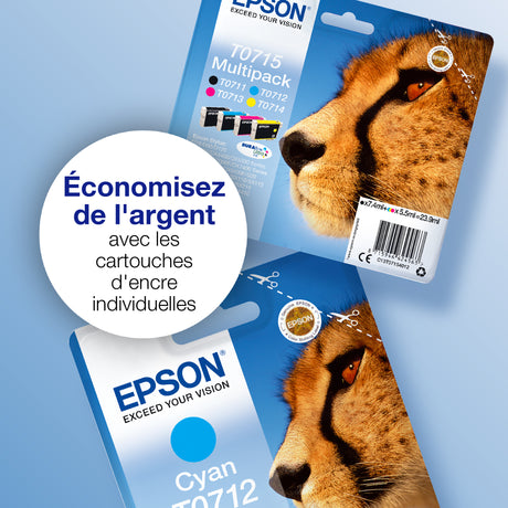 EPSON Multipack T0715 - Guépard - Noir, Cyan, Magenta, Jaune (C13T07154012)