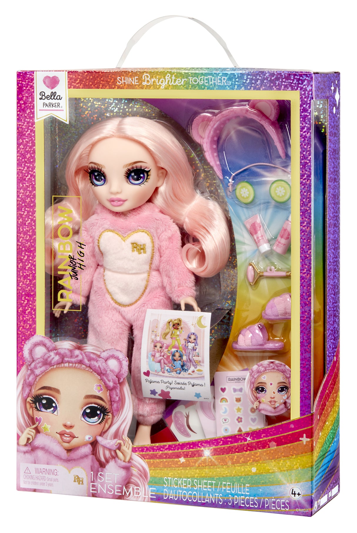 Junior High Pyjama Party - Poupée mannequin articulée 22cm - Bella (rose) - Nombreux accessoires - a partir de 4 ans