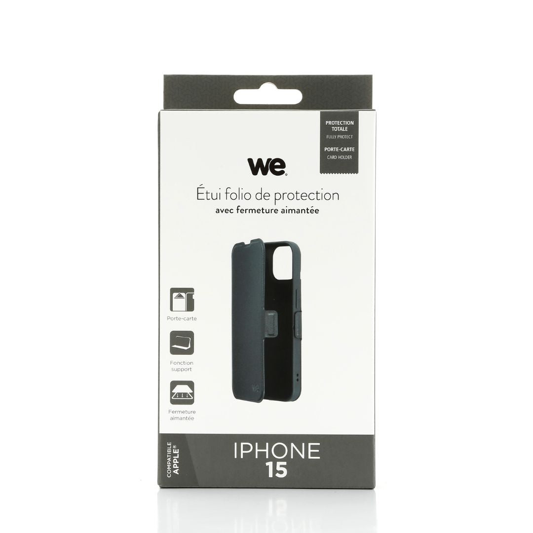 WE Etui folio FERMETURE AIMANTEE APPLE AIPHONE 15