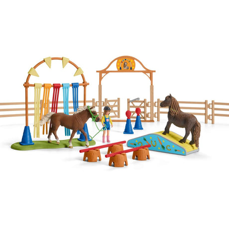 Coffret d'entraînement agilité équestre avec Cheval, Ensemble de 41 Pieces, Schleich 42481 Farm World, des 3 ans