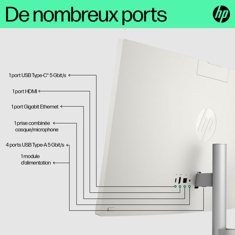 PC Tout-en-un HP 24-cr0090nf - Windows 11 - 23,8 FHD IPS - Ryzen 5 7520U - RAM 16Go - 512Go SSD - Clavier et souris sans fil