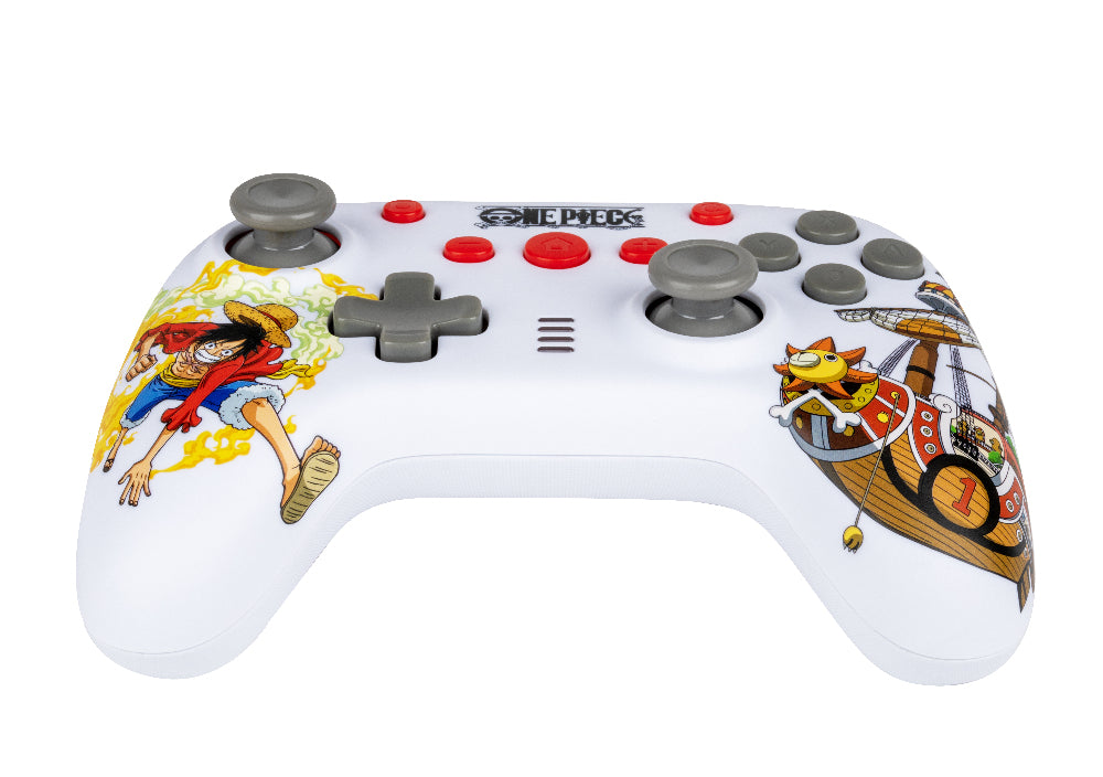 Manette de jeu - Nintendo Switch, Switch 2 et PC - One Piece - Filaire - Blanc - Fonction vibration - Câble 3 m - Luffy - Konix
