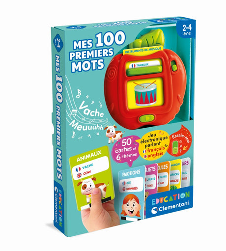 CLEMENTONI - Mes 100 premiers mots Bilingue - Jouets éducatifs - 2 modes de jeux : Quiz et découverte - Sons et comptines