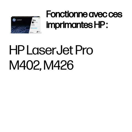 Cartouche de toner noir HP 26A authentique pour HP LaserJet Pro M402/MFP M426
