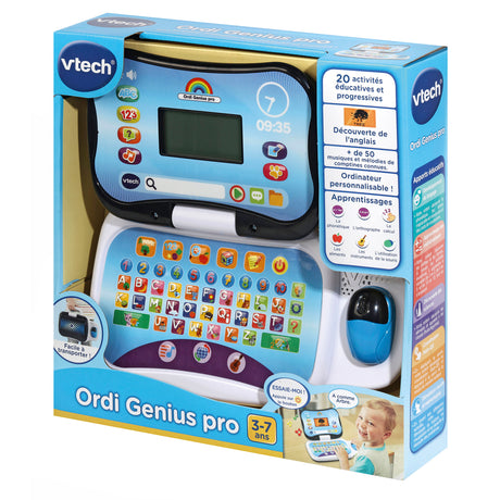 Ordinateur éducatif VTECH ORDI GENIUS PRO NOIR pour enfants de 3 a 7 ans avec souris et 20 activités incluses