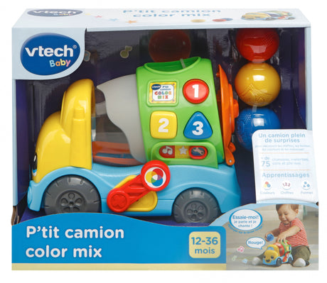 VTECH BABY - P'tit Camion Color Mix - Véhicule Interactif - Garçon - 18 mois+ - Orange - Multicolore