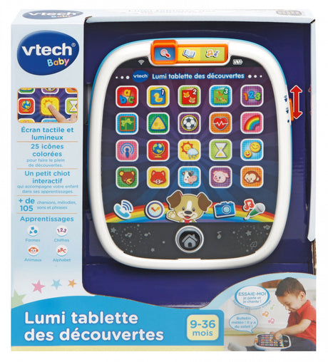 Tablette VTECH BABY Lumi des Découvertes Blanche - Jouet tactile et lumineux pour les tout-petits de 9 a 36 mois