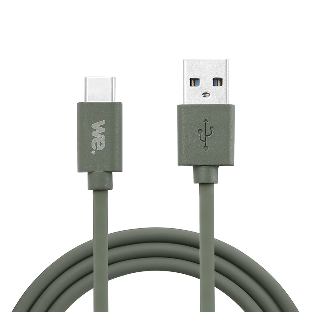 C ble USB/USB-C en silicone - USB 2.0 - 1m - vert kaki