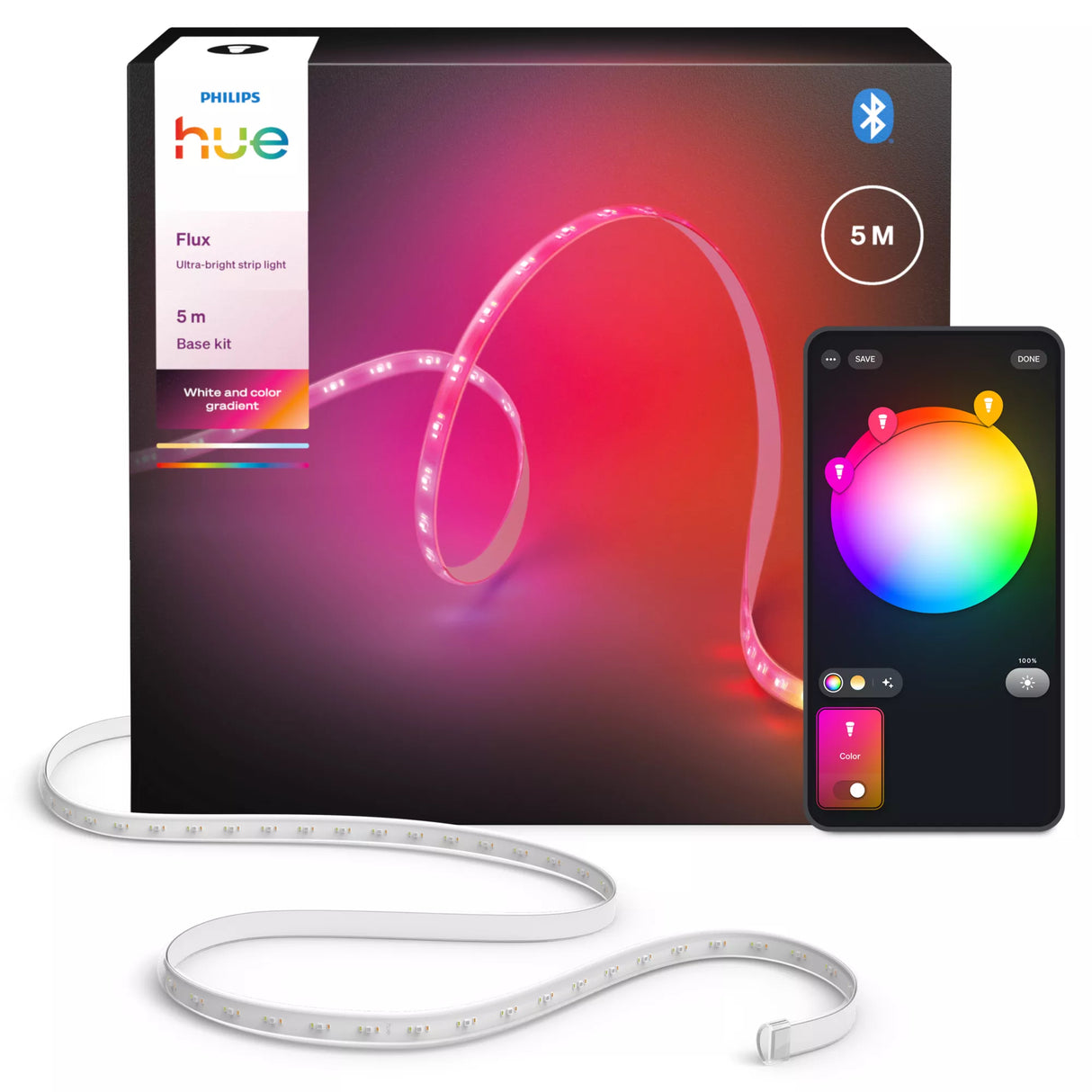 Ruban LED - PHILIPS HUE - Flux ultra lumineux - 5 metres - 4800 lm - Ambiance de couleur intérieur - Ajustable