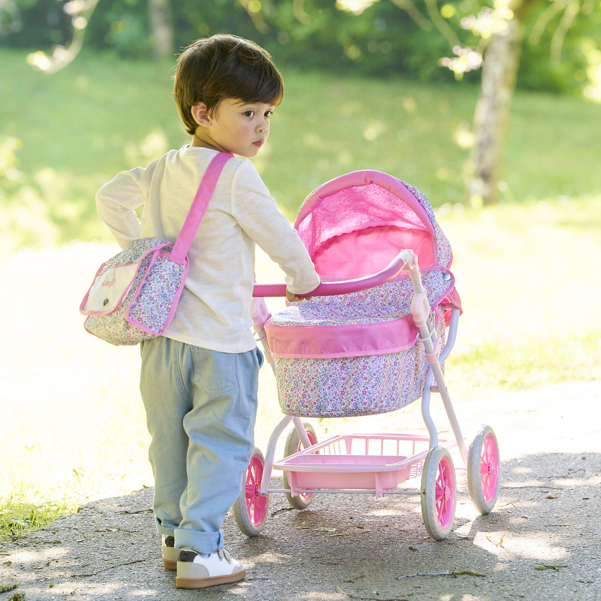 Accessoires poupons - COROLLE - Landau Floral - pour poupons 36 a 52 cm - des 3 ans