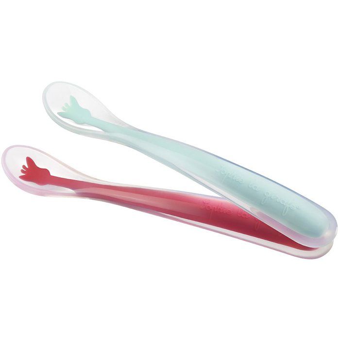 Cuilleres bébé - SOPHIE LA GIRAFE - 2 cuilleres silicone - Douces - Ergonomiques