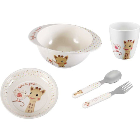 Set repas - SOPHIE LA GIRAFE - Version Kiwi - Assiette - Bol - Gobelet - Couverts bébé