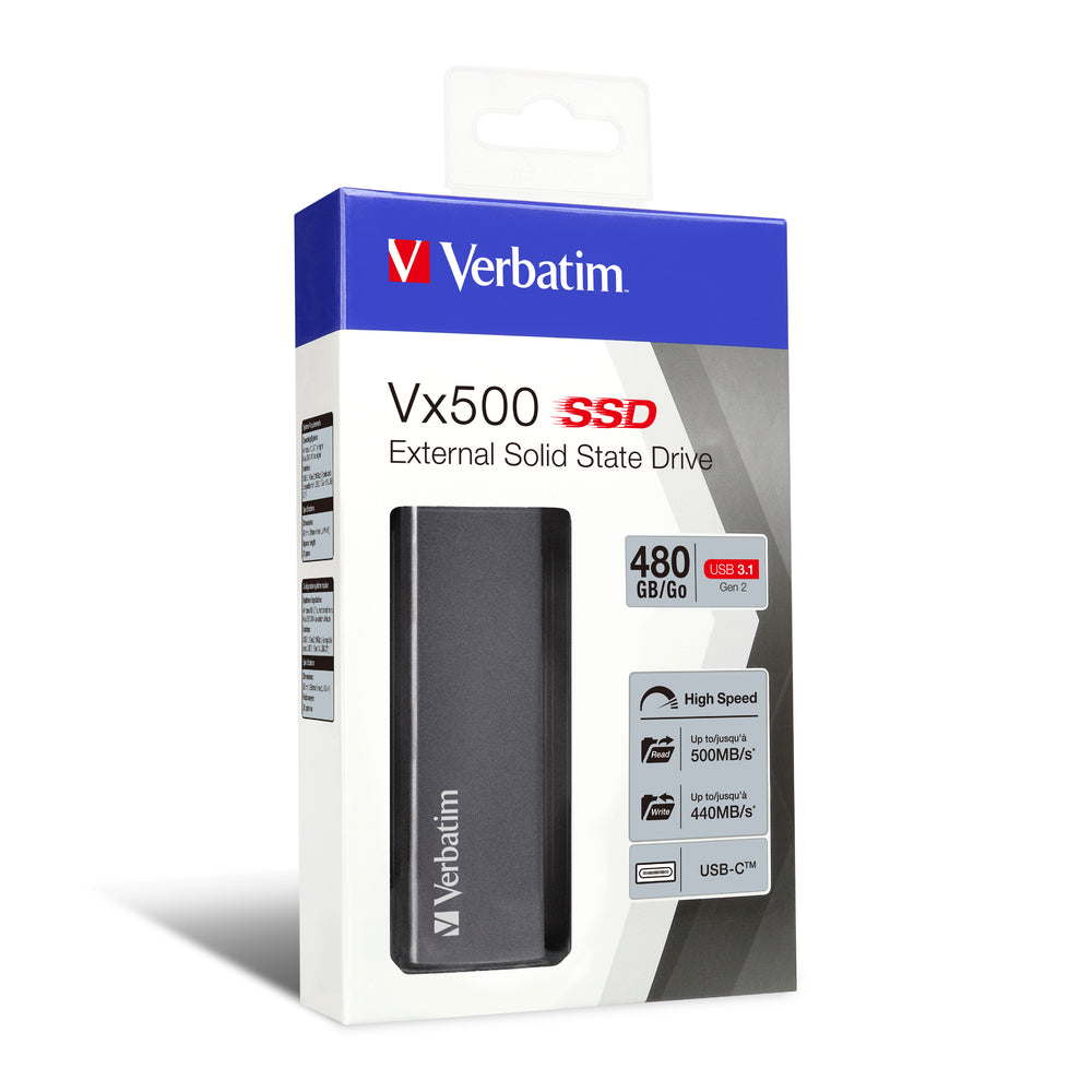Disque SSD externe Verbatim VX500 - 480Go (Gris)