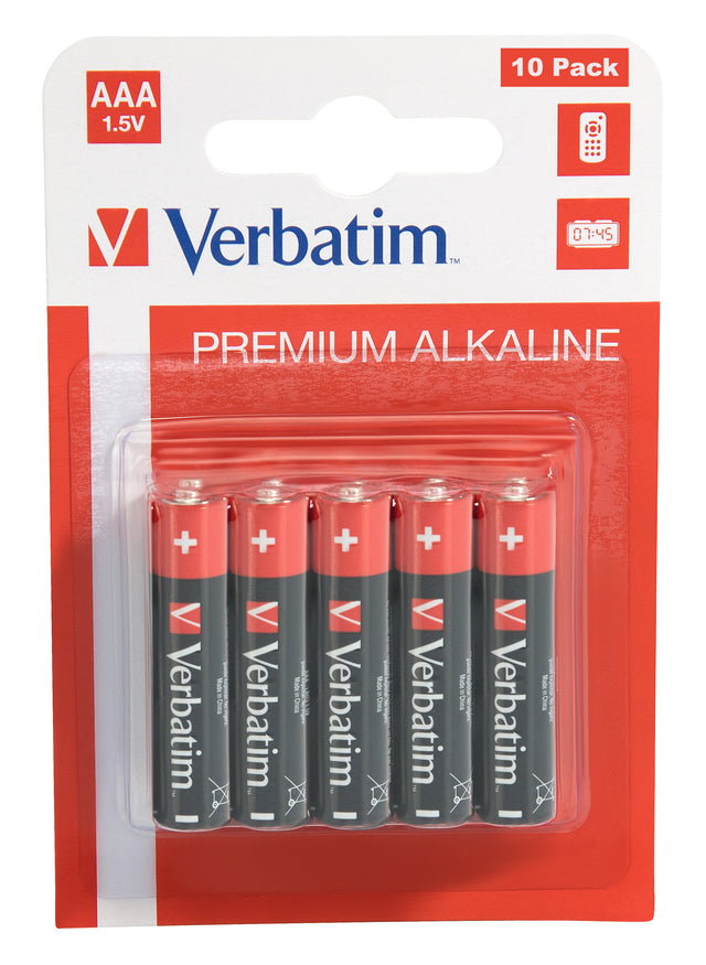 Lot de 10 piles Alcaline Verbatim Premium type AAA (LR03) 1,5V