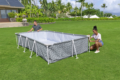 Piscine hors sol tubulaire BESTWAY - Steel Pro™ - 366 x 201 x 66 cm - Rectangulaire - décor graphique