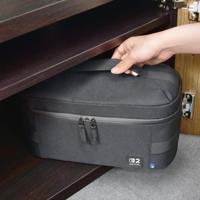Sacoche compact tout-en-un de protection et transport - HORI - Nintendo Switch 2 - Rangement accessoires et jeux - Noir