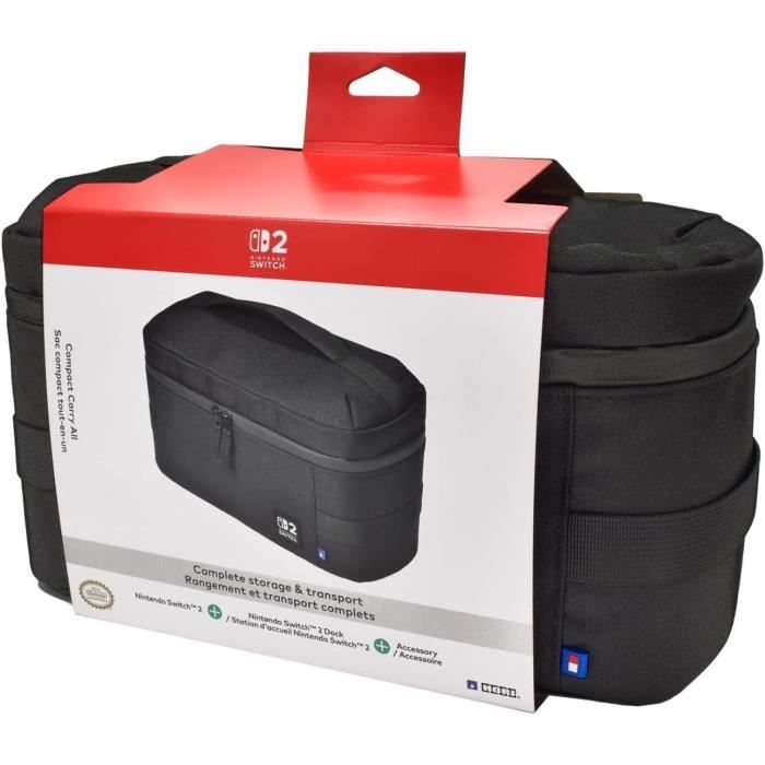 Sacoche compact tout-en-un de protection et transport - HORI - Nintendo Switch 2 - Rangement accessoires et jeux - Noir