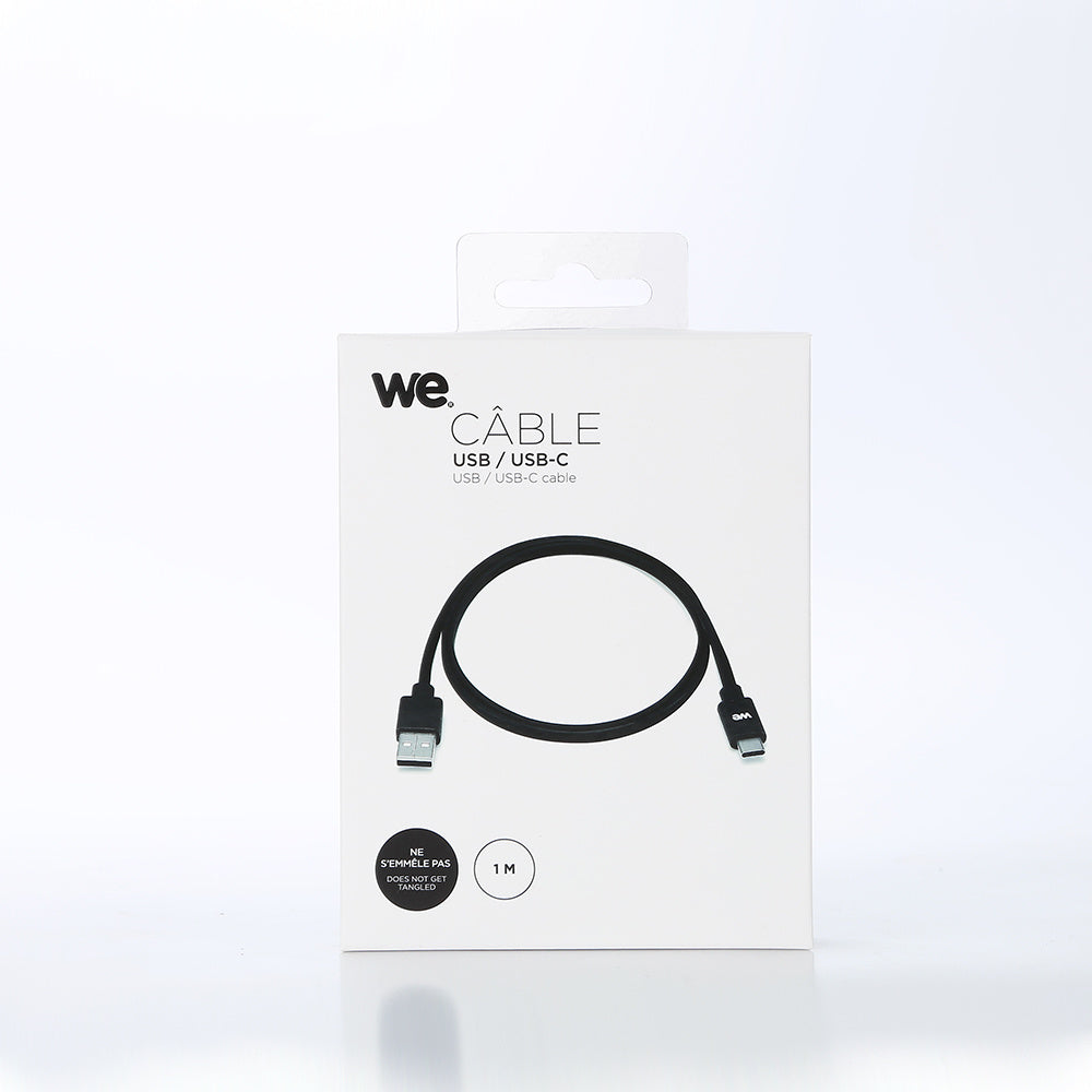 C ble USB-C m le/USB A m le plat 1 m - USB 3.1 gen 2 - noir ne s'emm le pas