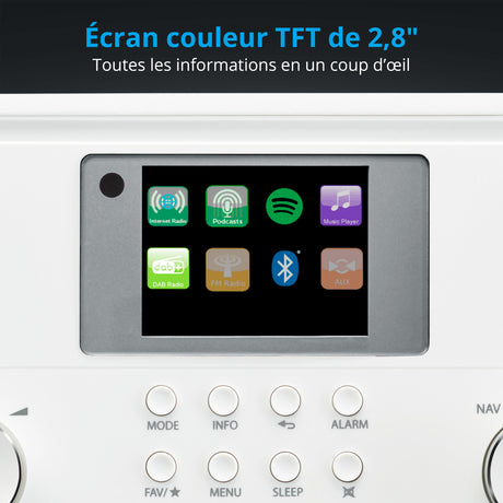 Radio Internet - MEDION - DAB - Bluetooth - 2x10W RMS - Blanc