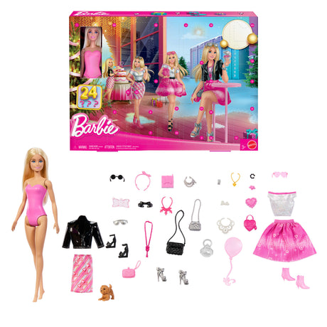 Calendrier de l'Avent Barbie Fashionistas, avec 24 pieces et accessoires, Barbie, Mattel JFL63, des 3 ans