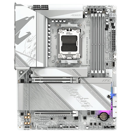 Carte mere - GIGABYTE - X870 A ELITE X ICE X870 X3D - Format ATX - Chipset AMD X870 - DDR5 & PCIe 5.0