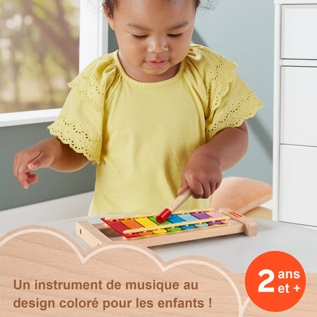 Fisher-Price-Xylophone en bois, instrument de musique avec 2 pieces HXV13
