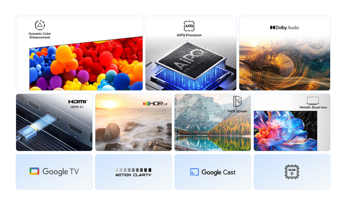 TCL 43P6K - TV LED 43 (109 cm) - 4K UHD 3840x2160 - HDR10+ - Google TV  - 3xHDMI 2.1 - WiFi