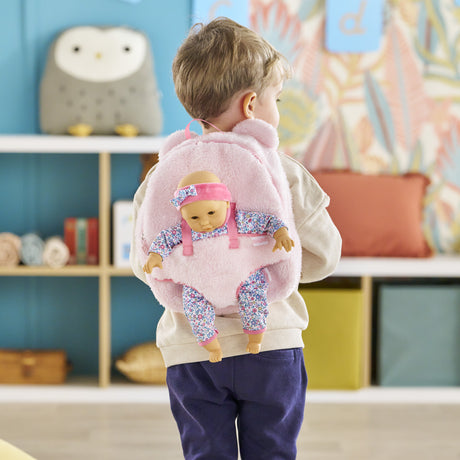 Sac a dos porte-poupon - COROLLE - Peluche rose pour poupon 30 cm - Des 3 ans