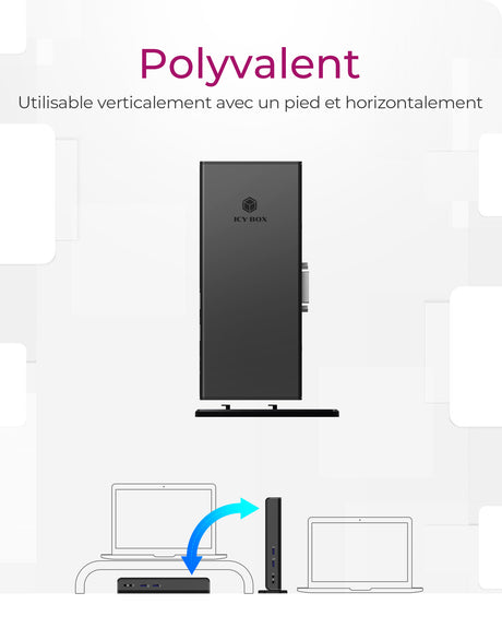 Station d'accueil USB-C 3.0 Icy Box IB-DK2241AC avec alimentation (Noir)