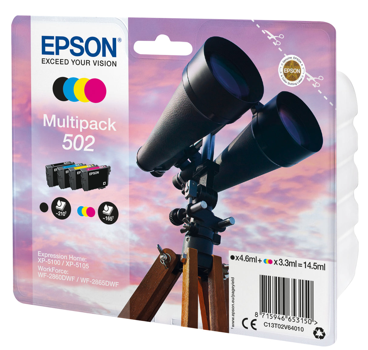 EPSON Multipack 502 - Jumelles - Noir, Cyan, Magenta, Jaune (C13T02V64020)