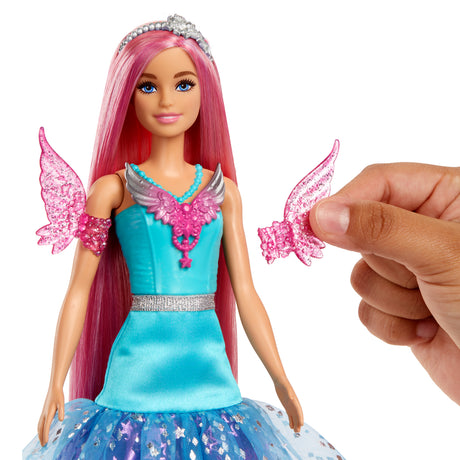 Poupée Barbie - BARBIE - Malibu A Touch of Magic - Cheveux longs 18 cm - Robe fantaisie - Animaux inclus
