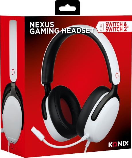 Casque gamer - KONIX - Circum-aural filaire Nexus - Nintendo Switch 2 - Haut-parleurs 40 mm - Micro - Jack 3.5 mm - Blanc