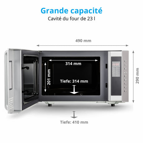 Micro-ondes combiné MEDION MD17495 - 23L - 800W - 1200W Grill - Pose libre - Argent