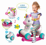 Licorne ŕ bascule et ŕ roues - Clementoni - Rose - Capteur de caresse et détecteur de mouvement