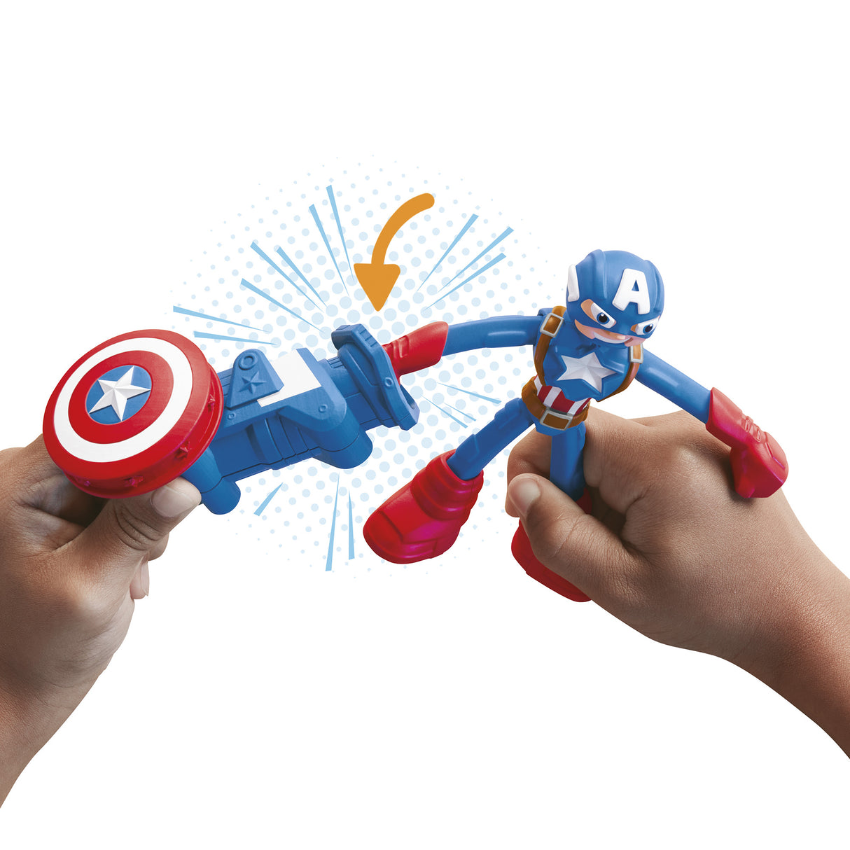 Play-Doh Captain America, coffret Bouclier tamponneur avec figurine flexible, accessoires et pâte a modeler, des 4 ans, Marvel