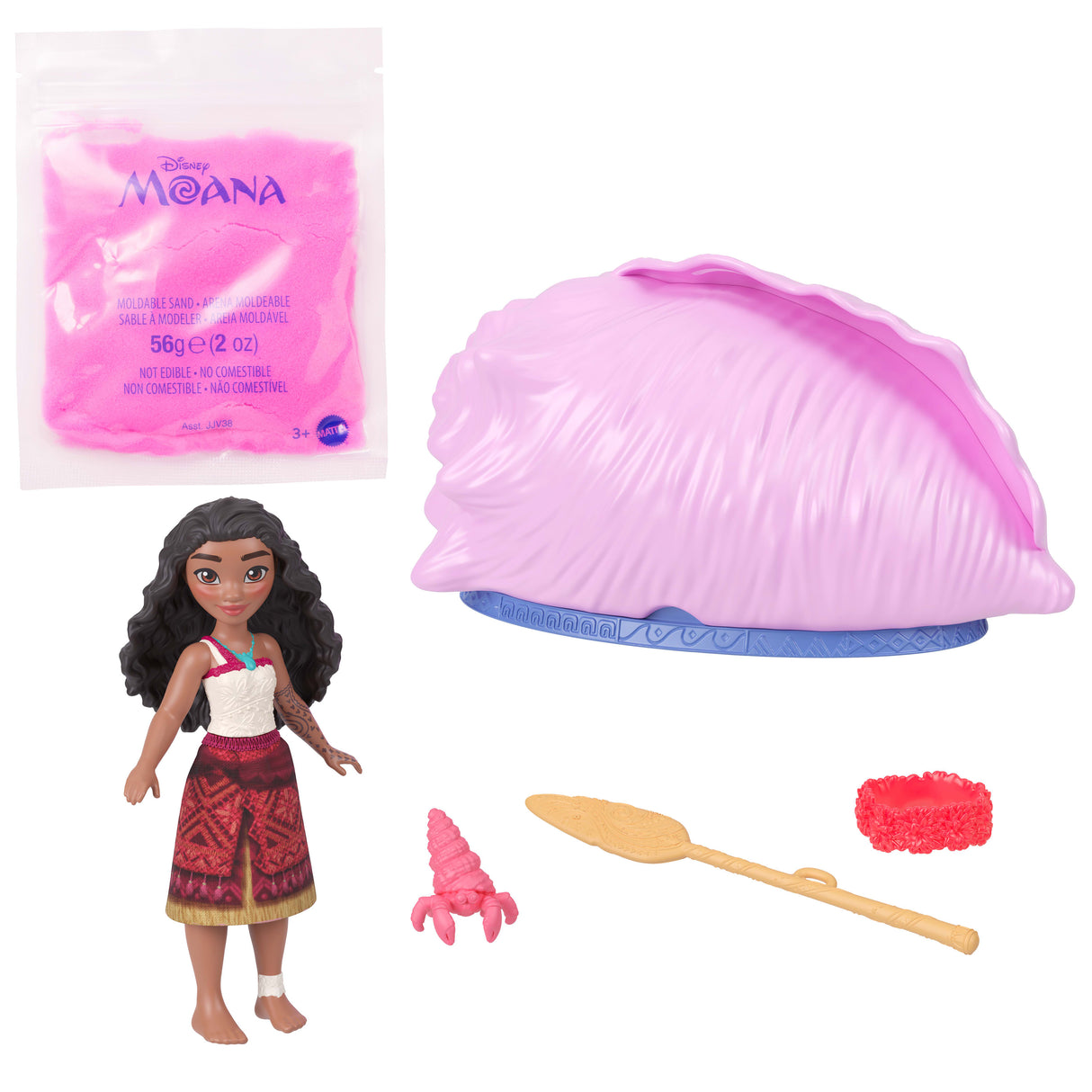 Coquillage Océan Surprise Vaiana, Modele aléatoire figurines et accessoires, Petite poupée ou figurines d'animaux avec sable a model