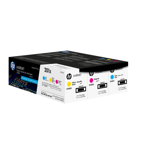 Cartouches de toner HP 201X - Pack de 3 couleurs grande capacité authentiques pour Color LJ Pro M252/M274/M277