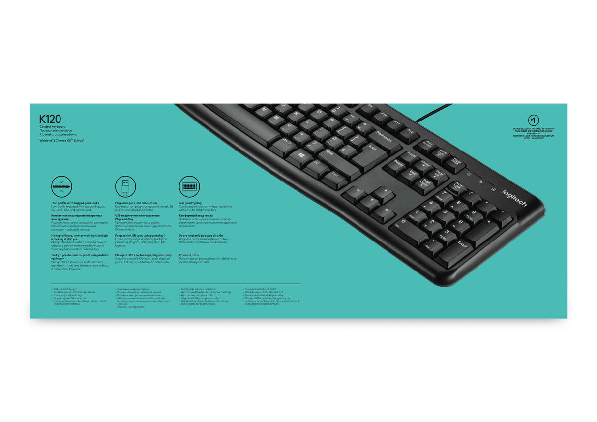 Clavier Logitech K120 Qwerty USB (OEM) (Noir)