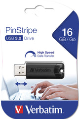 Clé USB 3.2 Verbatim PinStripe - 16Go (Noir)