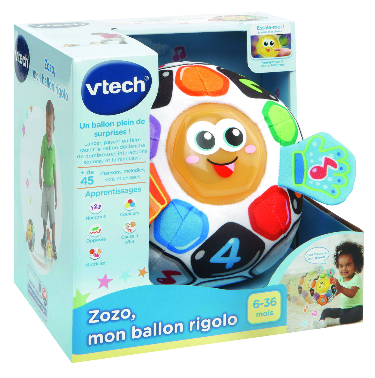 VTECH BABY - Balle d'Éveil - Zozo, Mon Ballon Rigolo - Jouet Éducatif pour Bébé de 6 a 36 Mois