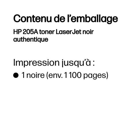 Cartouche de toner noir LaserJet authentique HP 205A pour HP Color LaserJet Pro M154/M180/M181