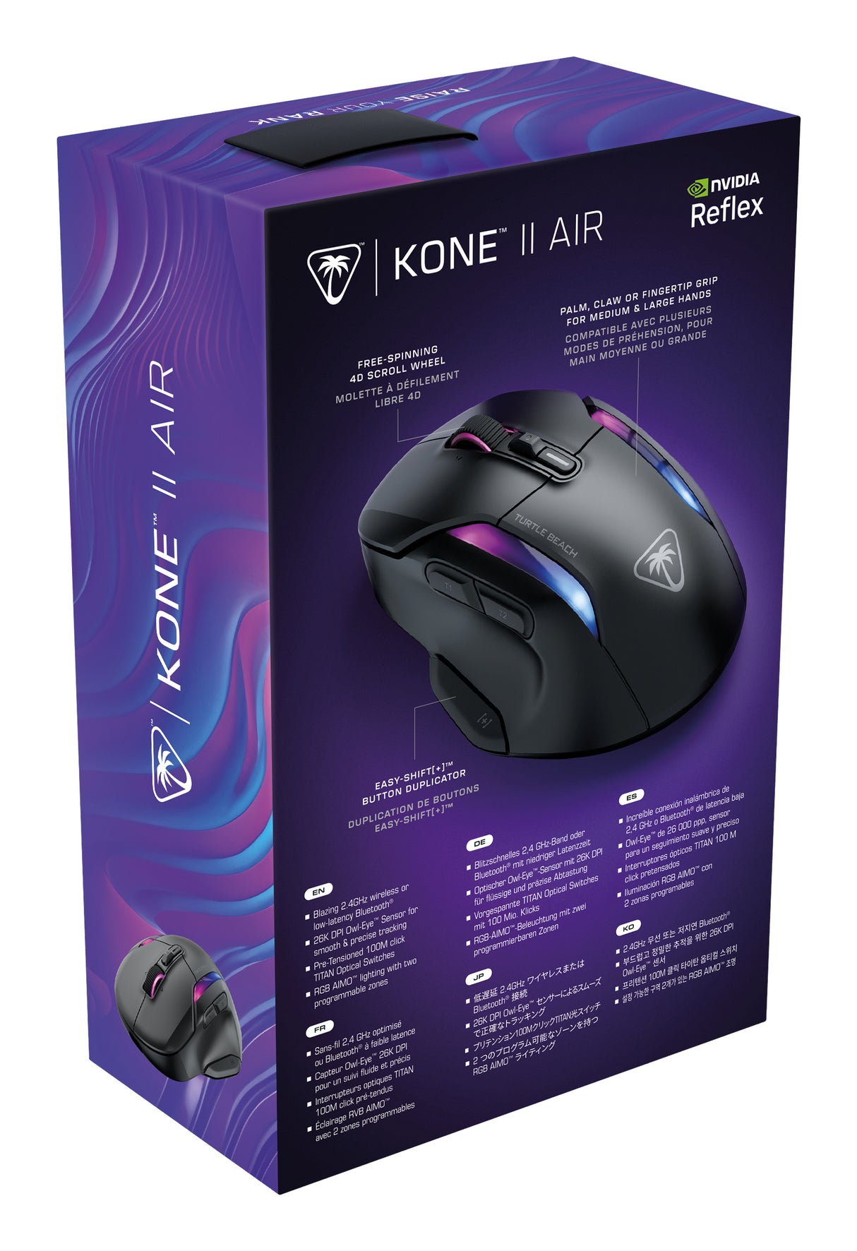 Souris gaming sans fil - Turtle Beach Kone™ II Air - Ergonomique - Noir, Bluetooth, 26 000 DPI, molette 4D