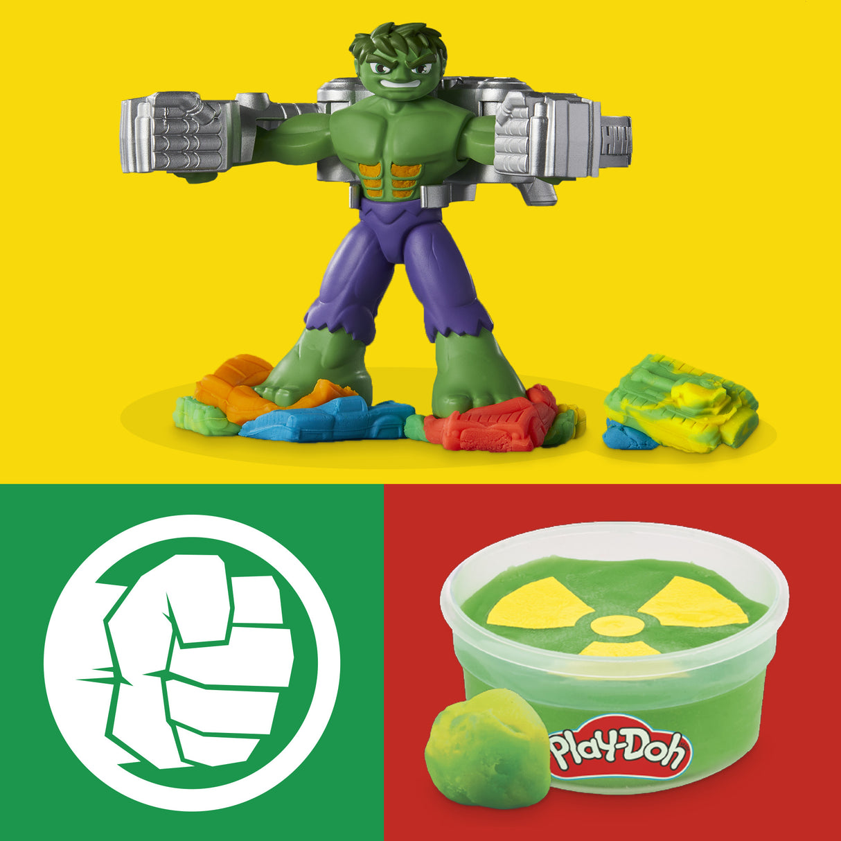 Play-Doh Hulk Écrase tout, coffret pâte a modeler avec figurine Hulk, a partir de 4 ans, Marvel