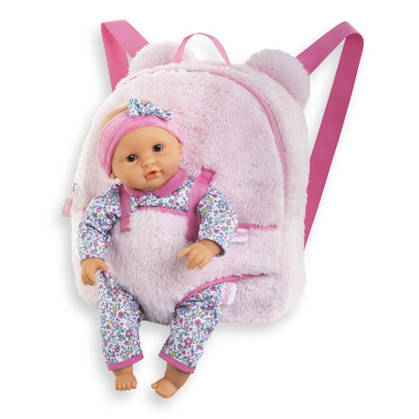 Sac a dos porte-poupon - COROLLE - Peluche rose pour poupon 30 cm - Des 3 ans