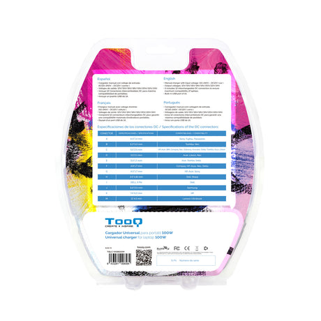 Chargeur universel TooQ 100W - 12 embouts (Noir)