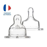 Dodie Biberon Sensation+ Anti-Coliques Tétine Plate Col Large Débit Spécial 18 mois et plus - Lot de 2 tétines