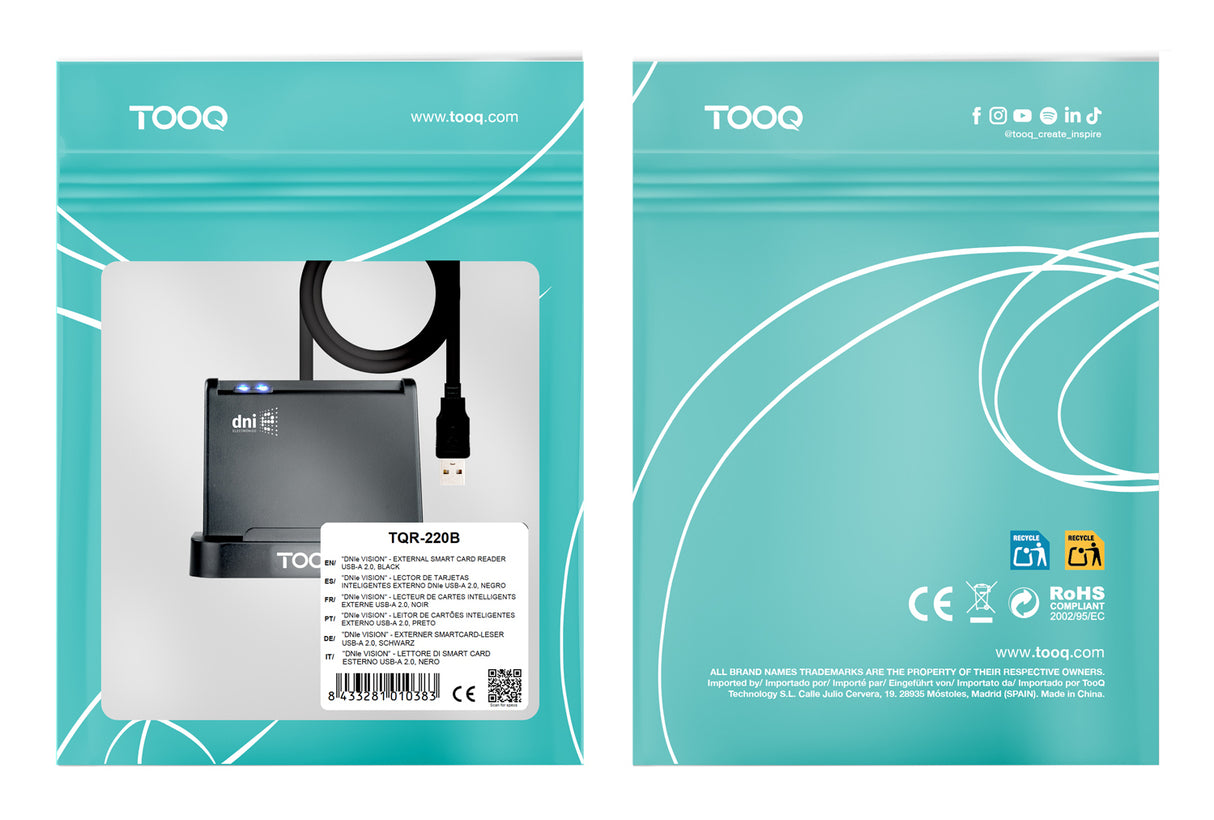 Lecteur de Cartes à puce TooQ TQR-220B USB 2.0