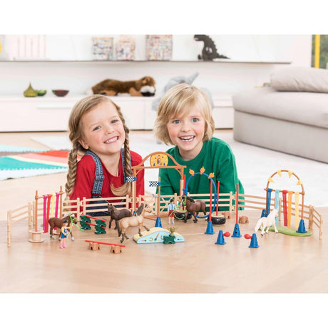 Coffret d'entraînement agilité équestre avec Cheval, Ensemble de 41 Pieces, Schleich 42481 Farm World, des 3 ans