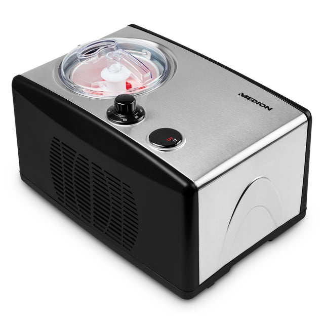 Sorbetiere Yaourtiere - MEDION MD18387 – 150W – de -18 a -35°C – 1,5L de glace – Écran LCD – Noir/Alu