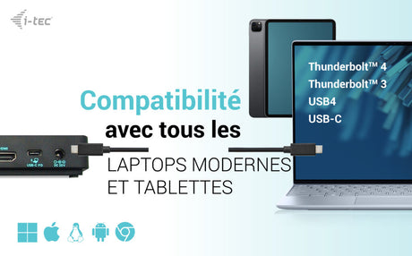 Station d'accueil portable USB-C 3.2 I-Tec Docking Station Gen 2 Pro (Noir)